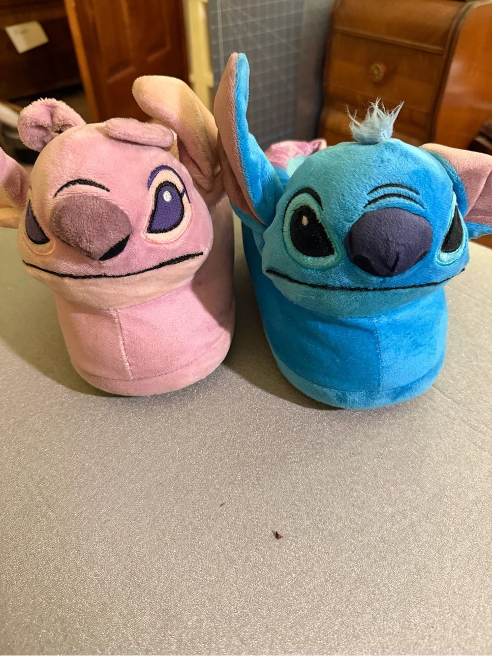 Disney Lilo & Stitch Angel Stitch Plush Slippers Big Girl Size 5/6 Pink Blue